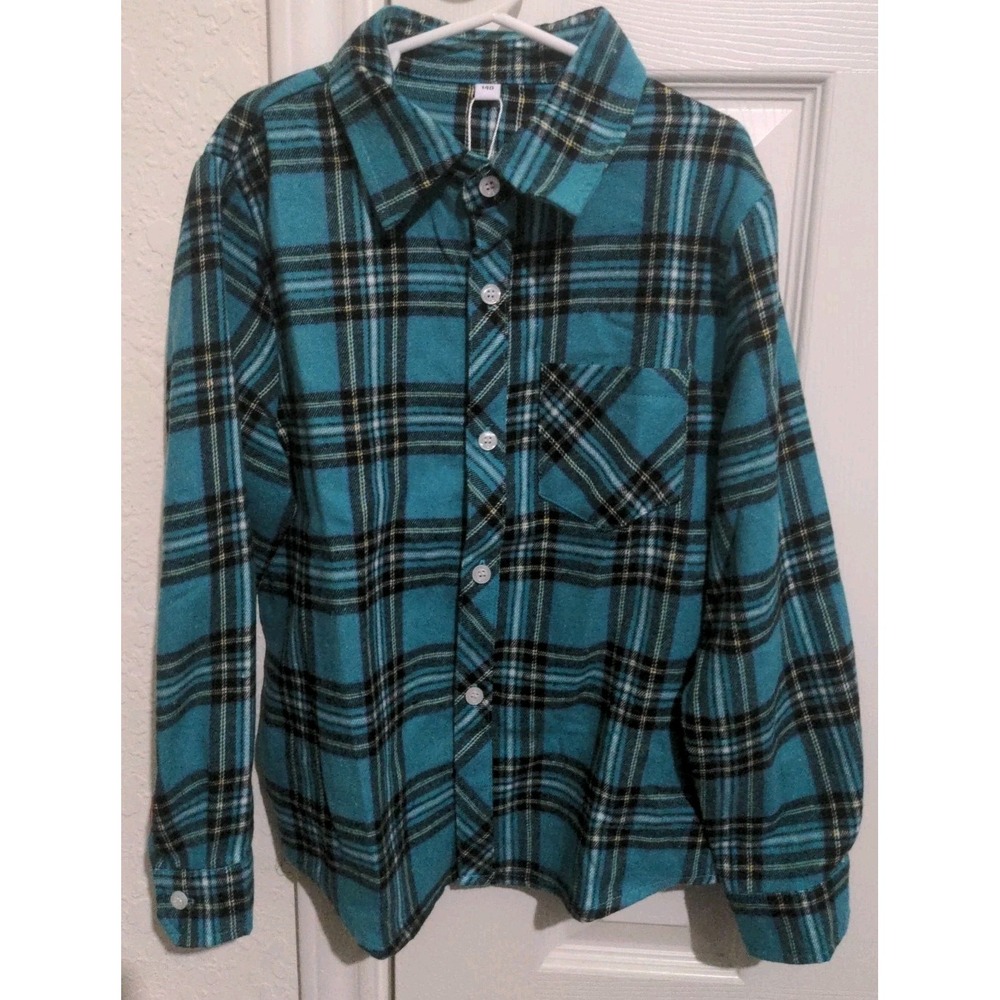 Sangtree Boys Green & Black Plaid Flannel Shirt. Size 8-10 NWT